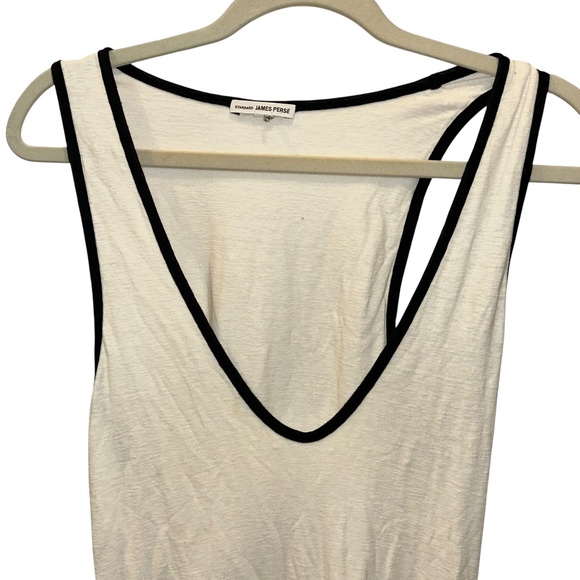 James perse white black trim ruched sides jersey knit tank dress M - Picture 5 of 6